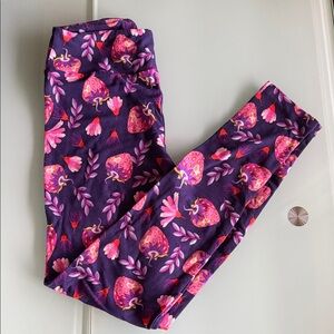 LuLaRoe Leggings with Pink and Purple strawberry Design